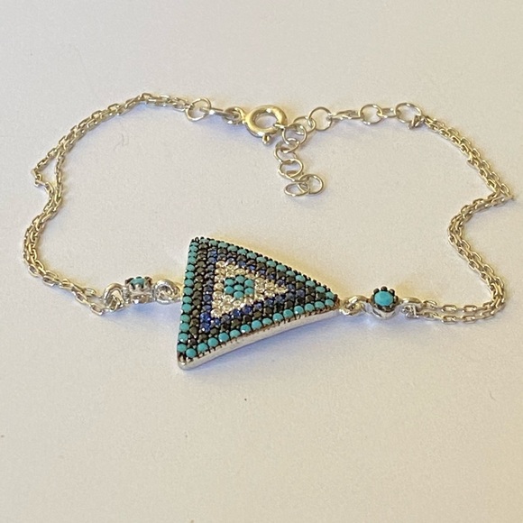 🧿925 Silver evileye bracelet cubic zirconia stone - Picture 2 of 4